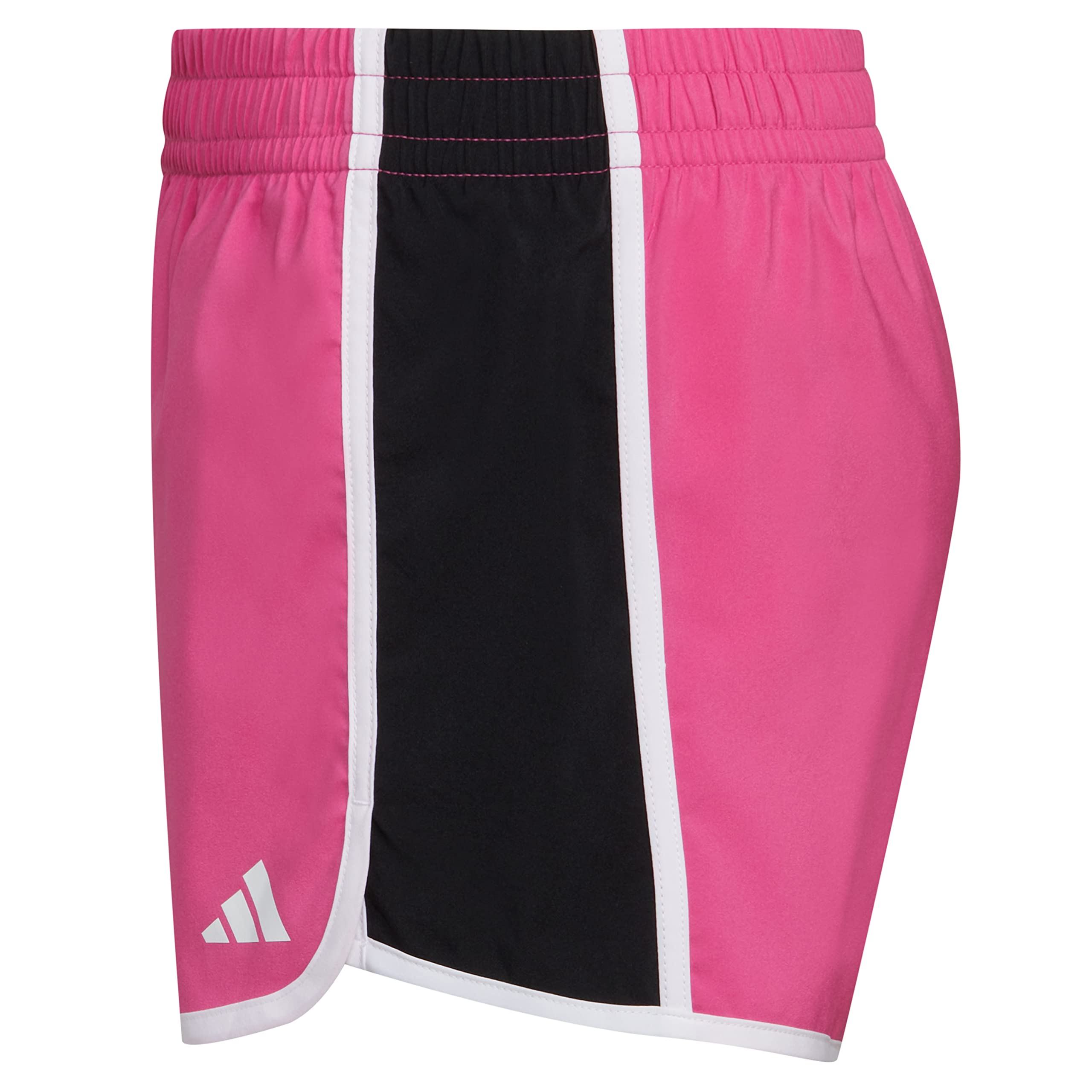 adidas Girls' Big Elastic Waistband Color Block Woven Pacer Shorts, Semi Lucid Fuchsia, XL (16)