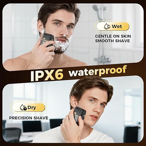 Miniatura 8 de Ufree Afeitadoras de aluminio para hombres, maquinilla de afeitar eléctrica mejorada, afeitadora recargable para hombre con 4 cuchillas flotantes,