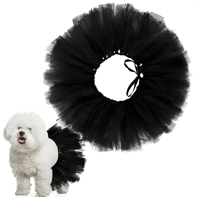 Vestido Tutu para Cães com Saia de Tule e Alça de Cetim Locmeo Preto - 1 unidade