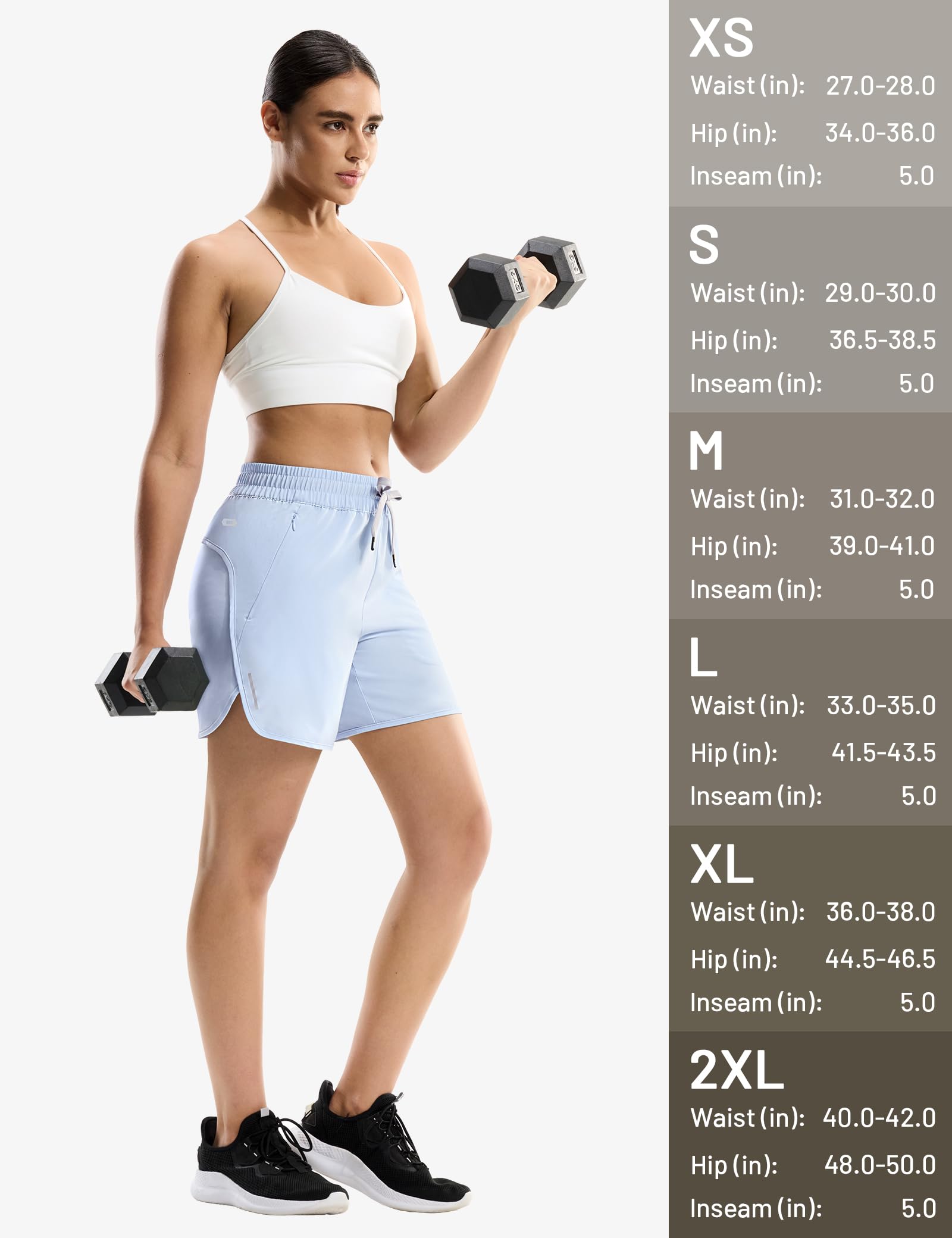 MIER Laufshorts für Damen, 12,7 cm, leicht, athletisch, schnell trocknend, mit Taschen für Workout, Fitnessstudio, Aktiv, mittlere Taille