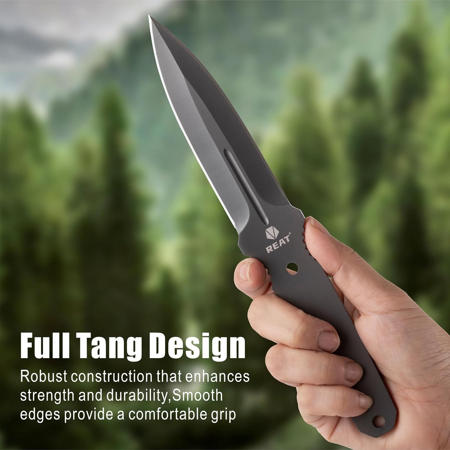 REAT Throwing Knives Set - 3 Piece, 9.5" Heavy Duty Throwing Knife with 440 Stainless Steel, Includes Sheath for Safe Storage,Ninja Kunai Knife for Competition,Training,Recreation,Gifts for Men Women