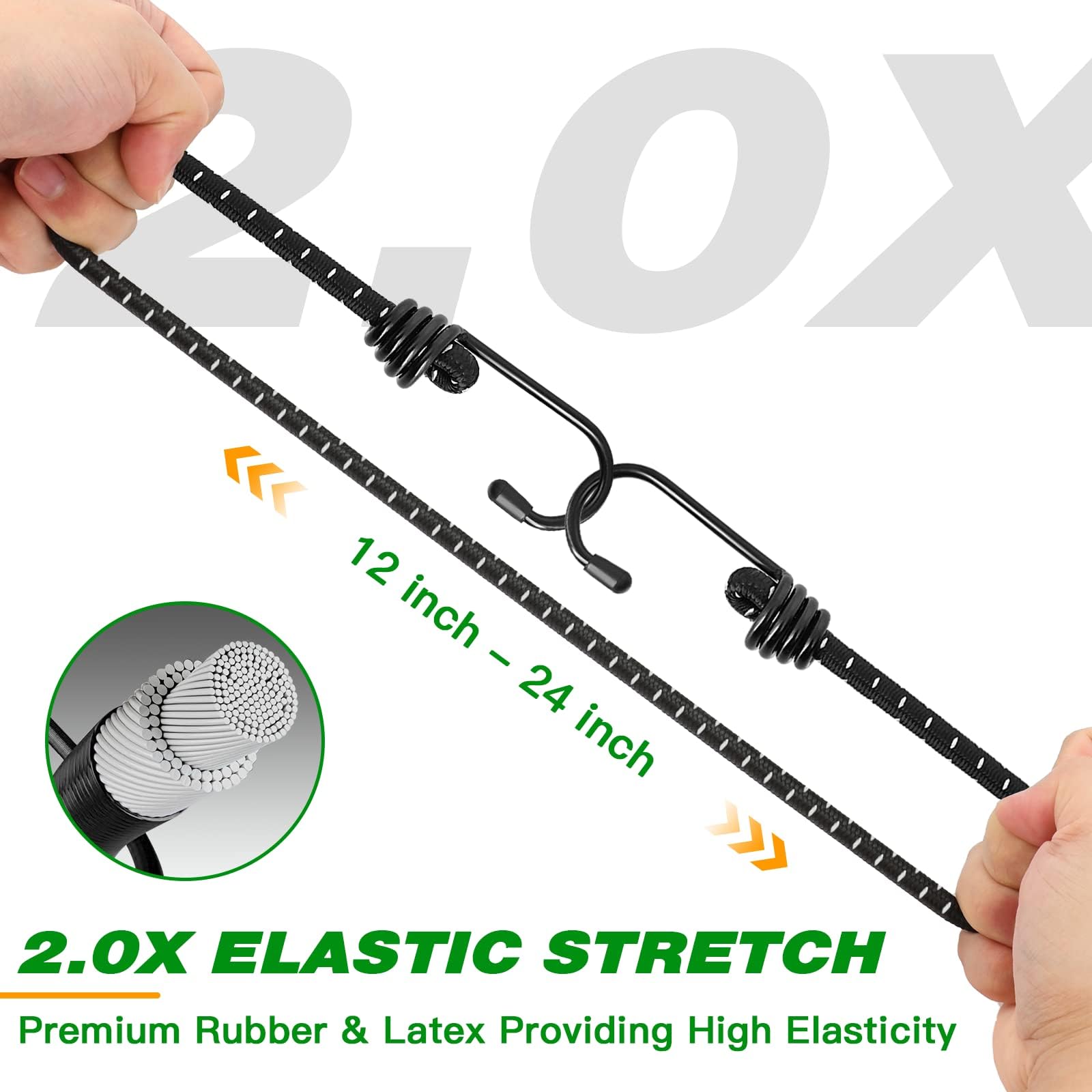 thumbnail: RIO Direct 4 Stuks Bungeekoorden – Heavy Duty Elastische Banden Van 24 Inch Voor Auto, Tent En Lading