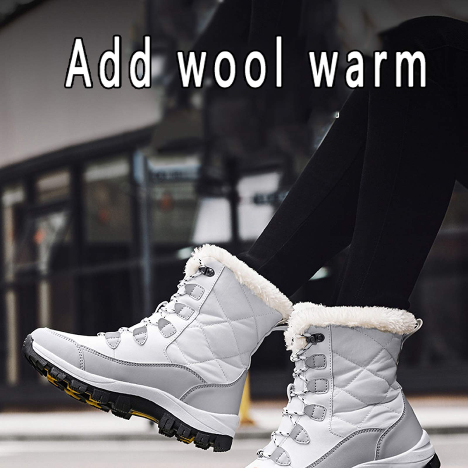 Bottes D'Halloween Pour Femme - Style Combat Avec Poignets En Peluche Blanche, Mi-Hautes, à Enfiler
