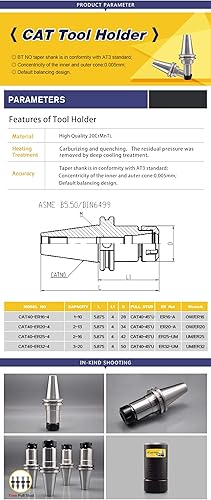 Miniatura 4 de 1 soporte para herramientas CAT40, 1 llave de tuerca CAT40 y 4 portaherramientas CAT40-ER32-4 para máquina de enrutador CNC, molino de extremo, torno