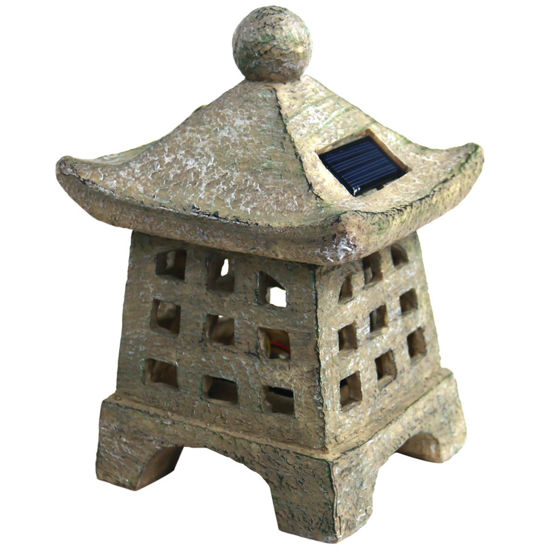 Peosaard Pagoda Garden Statue, 8.7 inch Resin Solar Garden Statues, Waterproof Pagoda Lantern, Decorative Japanese Lantern for Balcony, Garden, Patio Decor, Pagoda Lantern