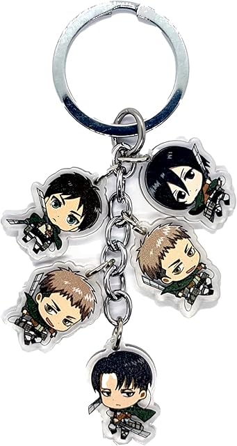 LizMatech Attack On Titan Anime Acrylic Keychain, Cute Anime Keychains Acrylic Keychains Double-Sided Pattern Cute/Small Phone Keyring Accessory Attack On Titan Keyring