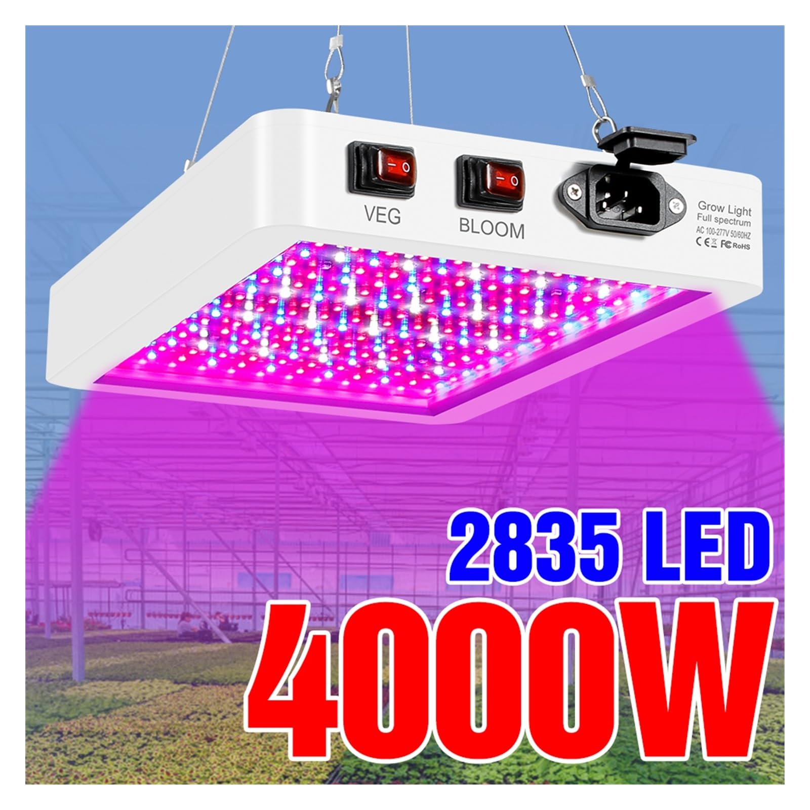 Lámpara de Plantas, Bombillas de plantas de luz LED de espectro completo lámpara hidropónica 4000W 5000W invernadero Fito lámparas caja de iluminación de crecimiento de flores(5000W 312leds)
