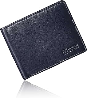 [￠Ｌｅ ｐｏｒｔｅｆｅｕｉｌｌｅ ｄｕ＼ｓａｍｏｕｒａｌ] 【超軽量 『僅か37g 厚さ1cm』】メンズ ２つ折り ミニ 財布ラム革 薄型 カード 8枚収納可 小銭入れ 無し プレゼント 用 ギフト箱入り Safari 掲載商品 (Navy ネイビー)