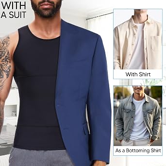 SLIMBELLE Mens Compression Vest Slimming Vest Elastic Men's Body Shaper Tank Slim Shapewear Compression Shirt Tummy Control Waist Trainer