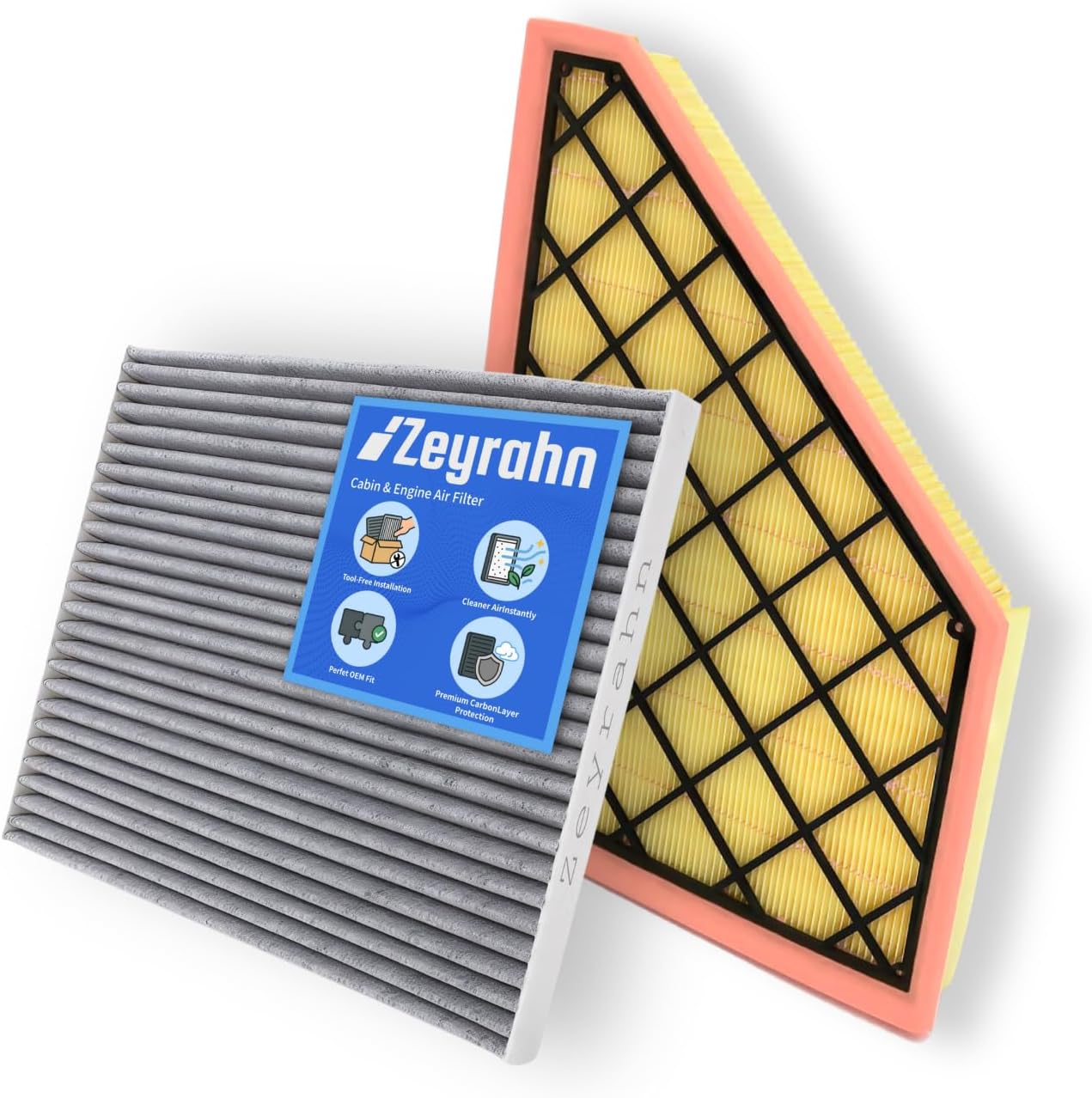 Cabin & Engine Air Filter Kit for Chevy Traverse 2018-2025, Blazer 2019-2025, GMC Acadia 2017-2025, Buick Enclave 2018-2025, Cadillac XT5 2017-2025, XT6 2020-2025, Fits CA12166, CF11966