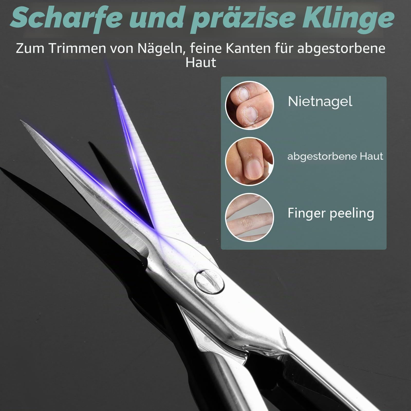 Gebogene Nagelhautschere, Edelstahl Nagelschere Hautschere, Extra Feine Gebogene Spitze Professionelle Nagelschere zur Nagelhautpflege, Nagelhautschneider