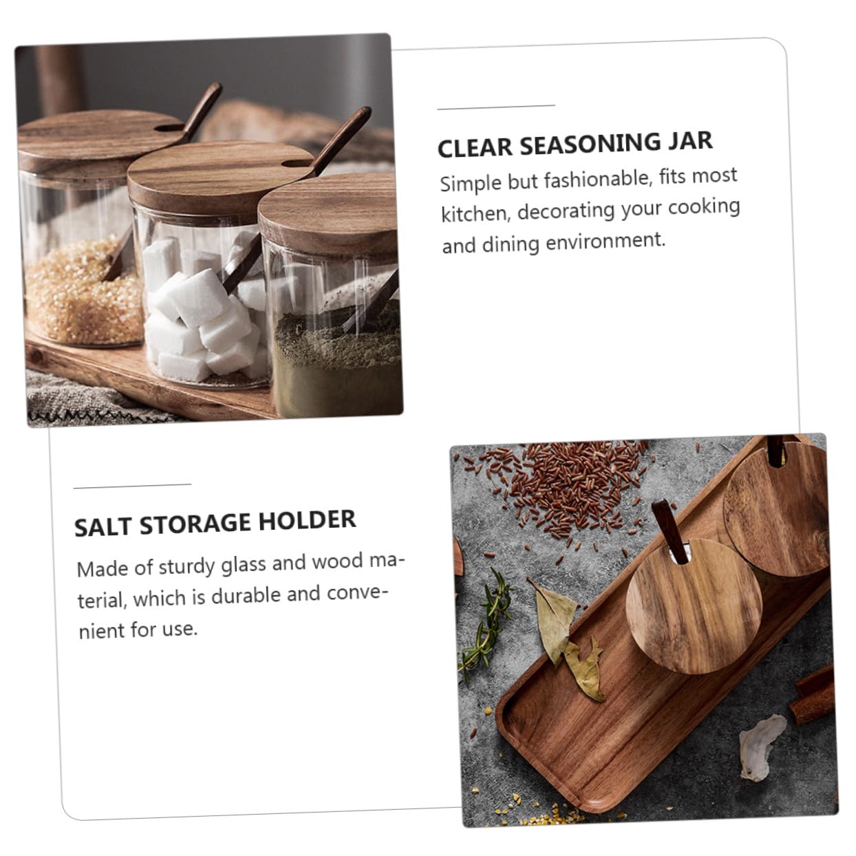 Gewürzgläser mit Holzdeckel und Löffel Kleines Glas Vorratsglas für Gewürze und Lebensmittelaufbewahrung Leicht zu Reinigen für Küche und Kochen