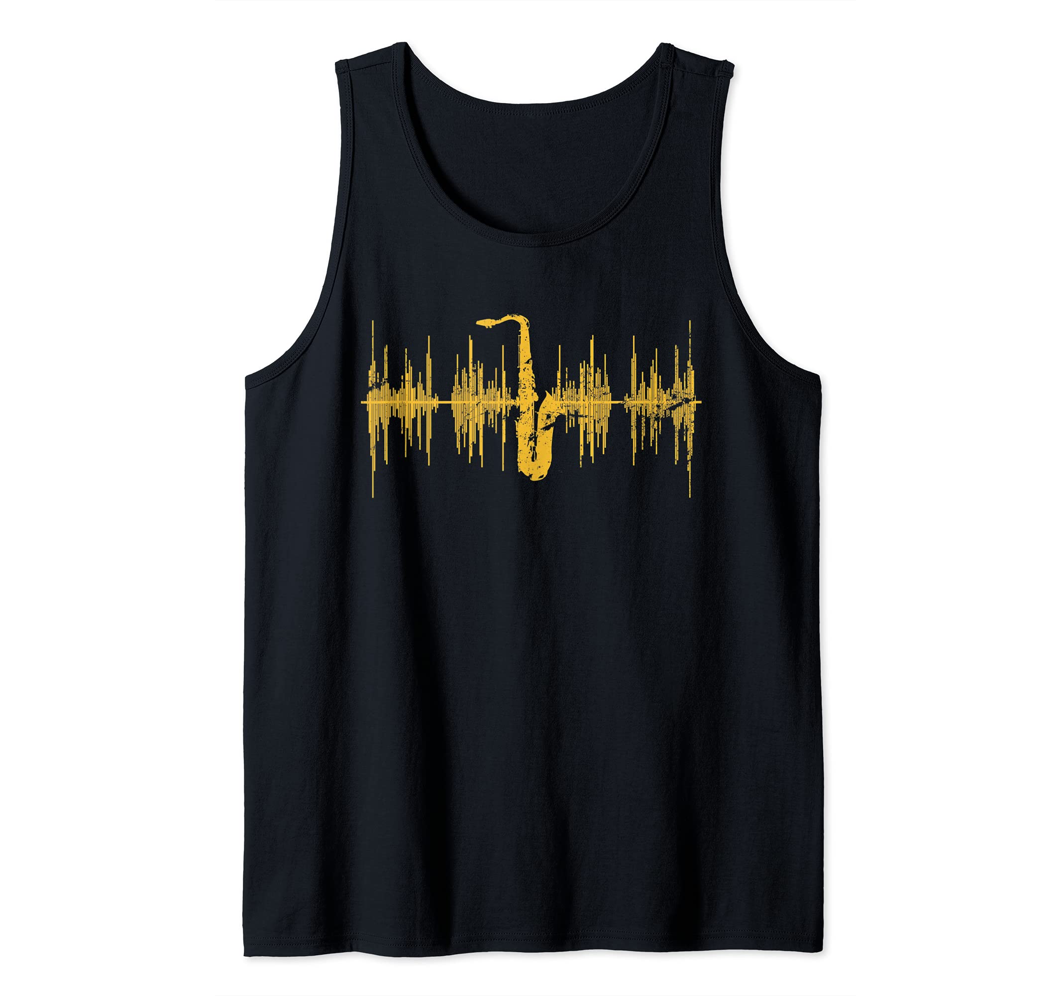 Saxophone Player Saxophonist Soundwave Jazz Music Saxophone Tank Top, Black