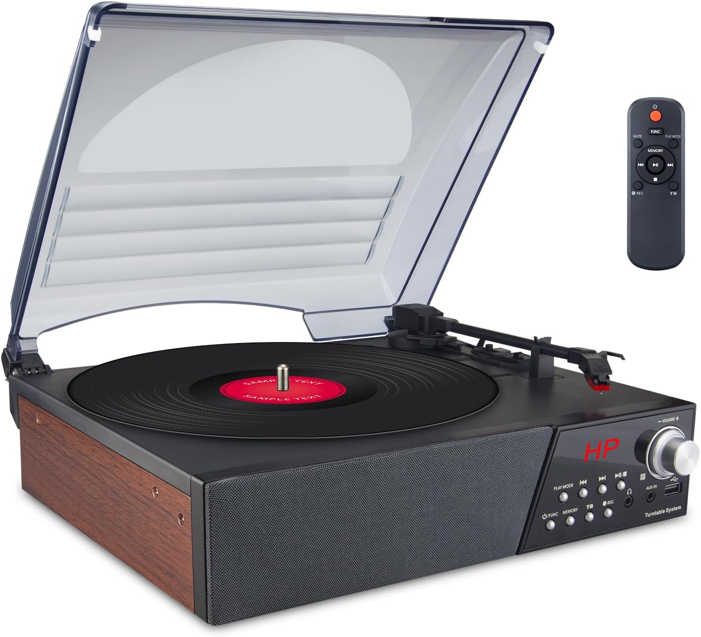 LUXSWAY Bluetooth Record Player Turntable,3-Speed Turntable Vinyl Record Player FM Radio with 2 Built-in Stereo Speakers,33 45 78RPM Vintage Phonograph Player,L/R Line Out Speaker,Dust Cover