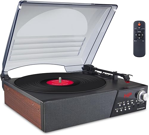 Miniatura 8 de Tocadiscos Bluetooth, tocadiscos de 3 velocidades, tocadiscos de vinilo, radio FM con 2 altavoces estéreo incorporados, 33, 45, 78 RPM, reproductor