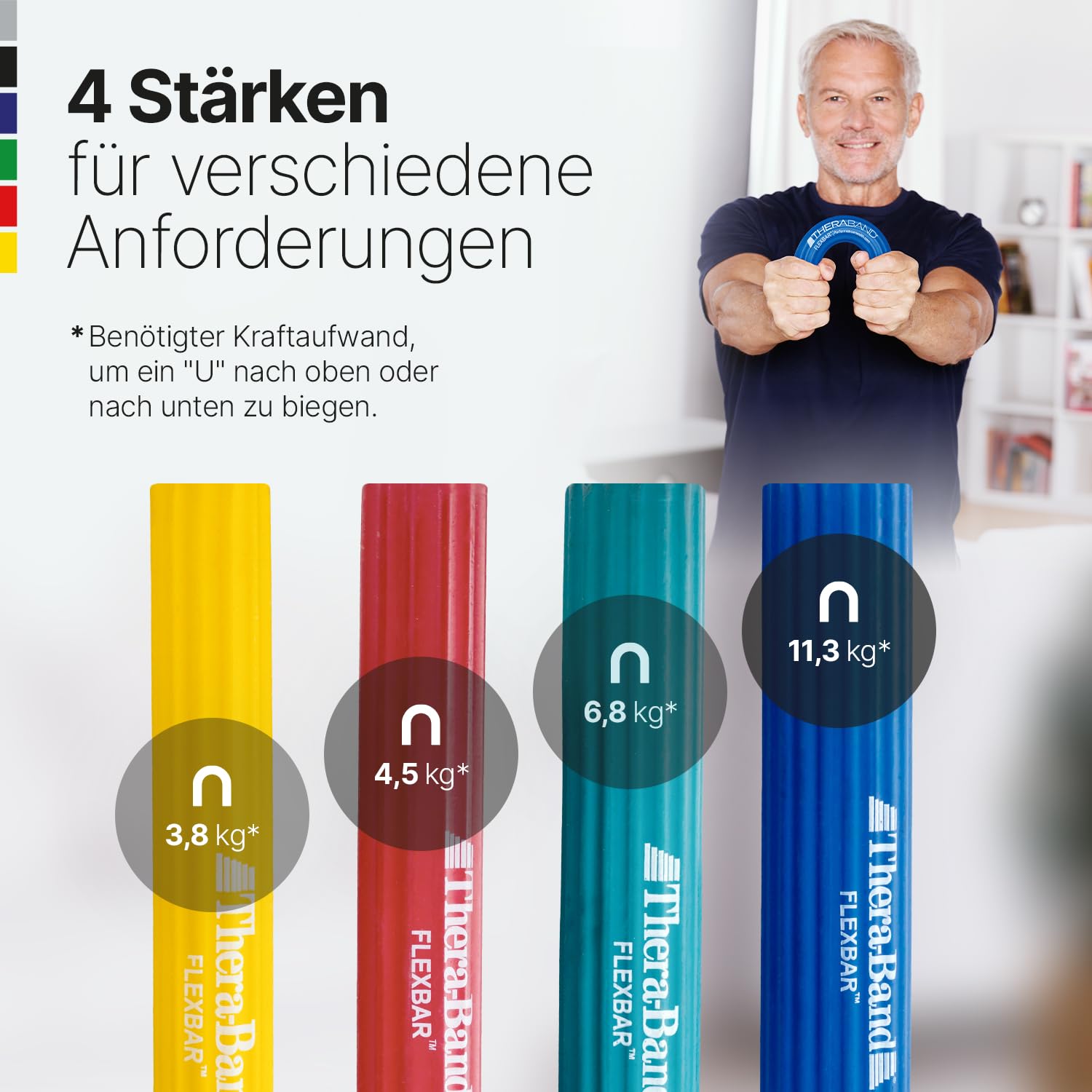 THERABAND FlexBar Resistance Bar – ulga w bólu łokcia tenisisty i łokcia golfisty – wytrzymały drążek elastyczny o długości 30 cm zapewnia wytrzymałość i przyczepność – przenośny i łatwy w użyciu