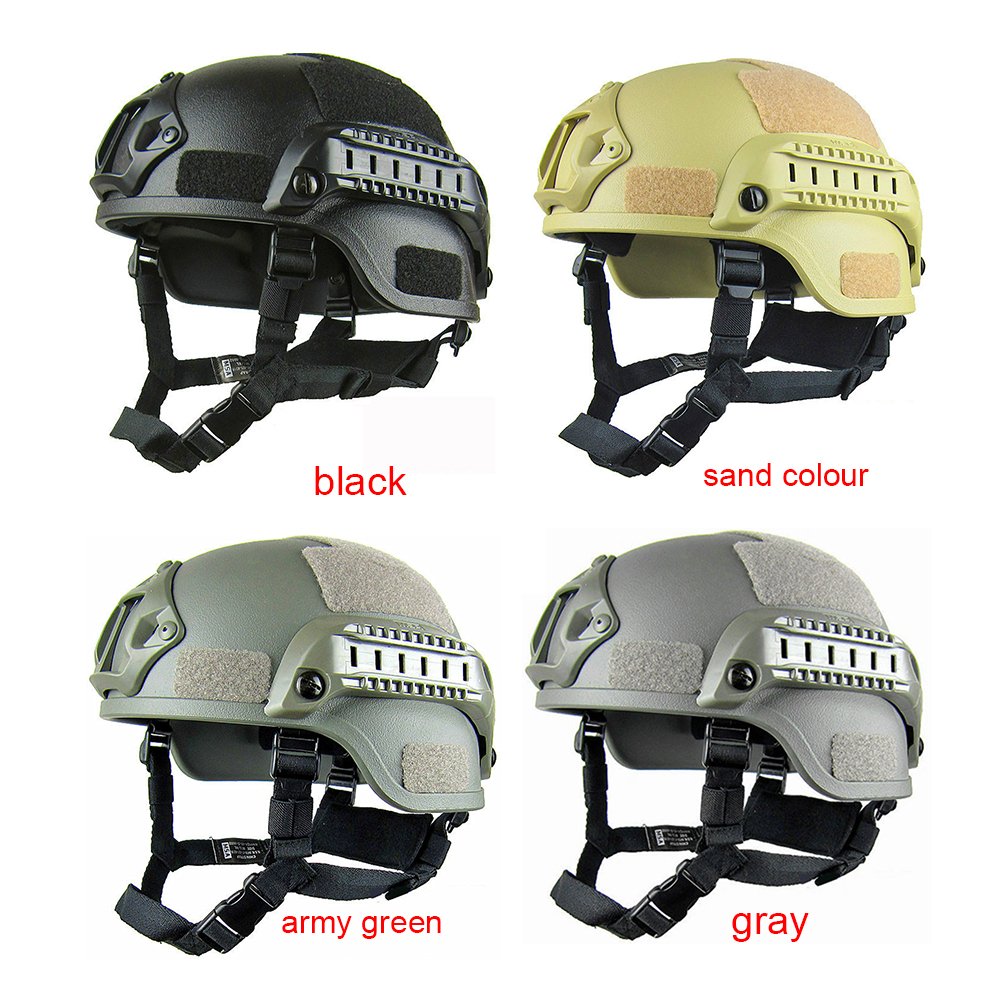 Elmetti protettivi Airsoft MICH 2001, Casco tattico militare versione azione | Gear Paintball unisex con supporto NVG e guide laterali per gioco CS all'aperto