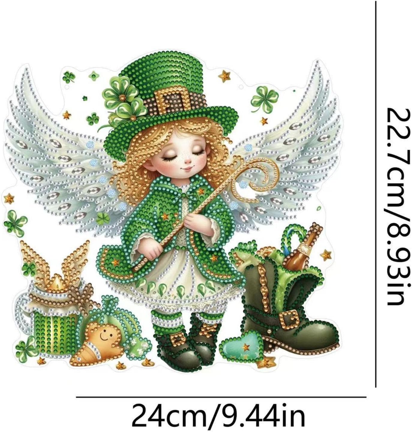 4Pcs DIY Diamond Pendant Ornament St. Patrick's Day Special Shaped Crystal Diamond Art Painting Hanging Single Sided for Home Garden Wall Door Decor