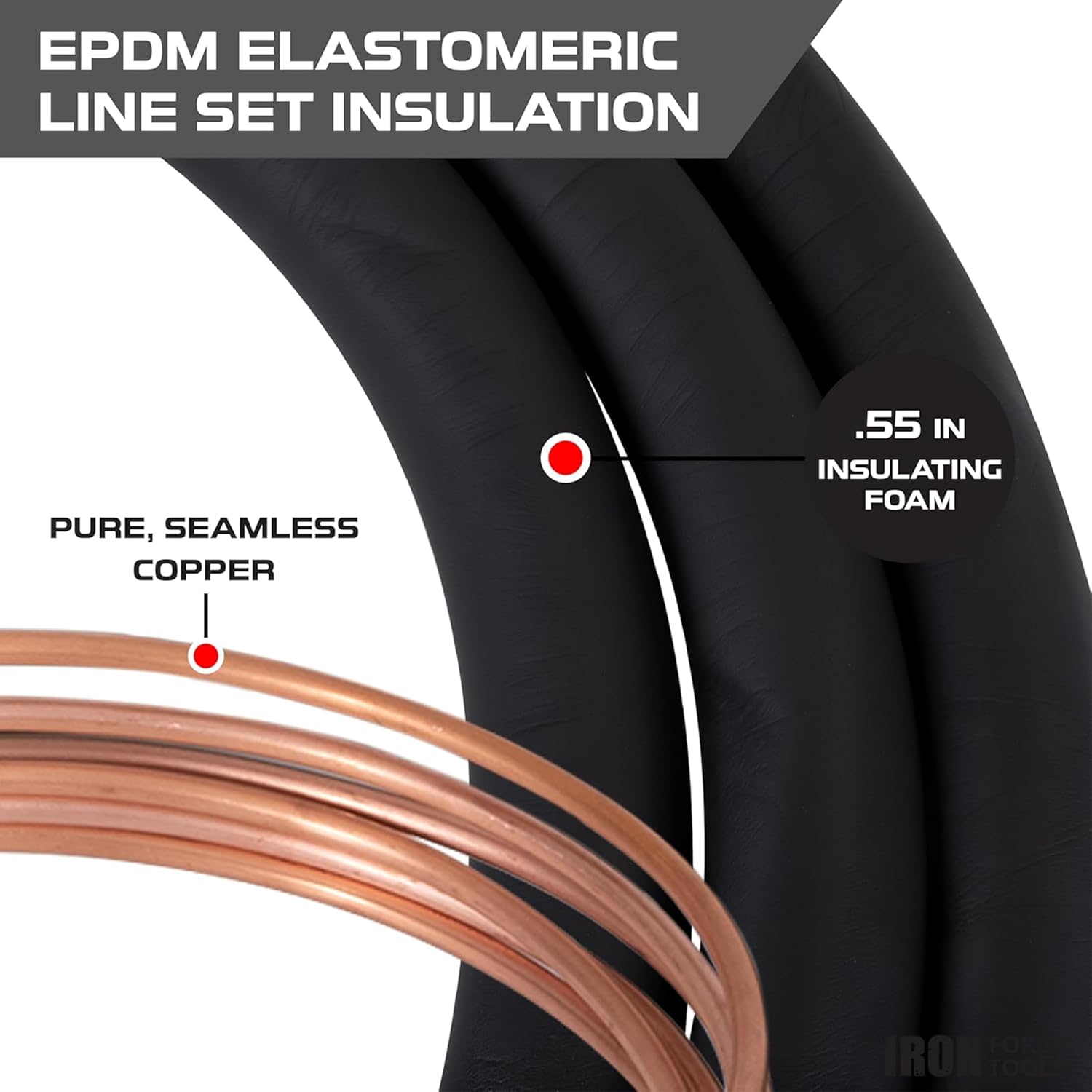 HVAC Line Set Insulation, 7/8" & 3/8" - 25 Ft Copper | .55 Inch EPDM Refrigerant Line Insulation, Seamless Copper Construction, For Air Conditioner & Heat Pump