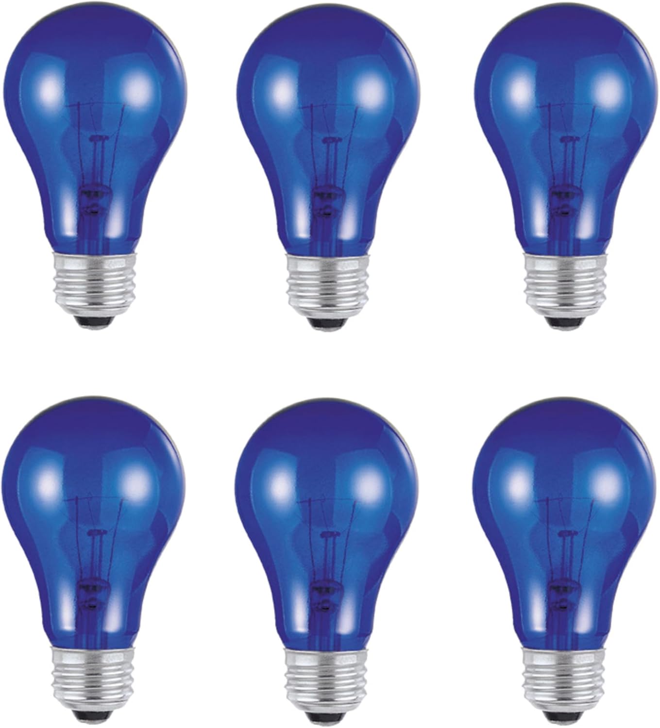Westinghouse Lighting 0344520 25 Watt A19 Transparent Blue Color Light Bulb, Incandescent Party Bulb, Medium Base, 6 Pack