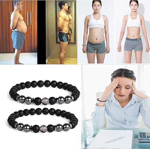 Miniatura 7 de CSIYANJRY99 Tobillera de obsidiana negra antihinchazón para hombres y mujeres, pulsera de tobillo de hematita de terapia de drenaje linfático,