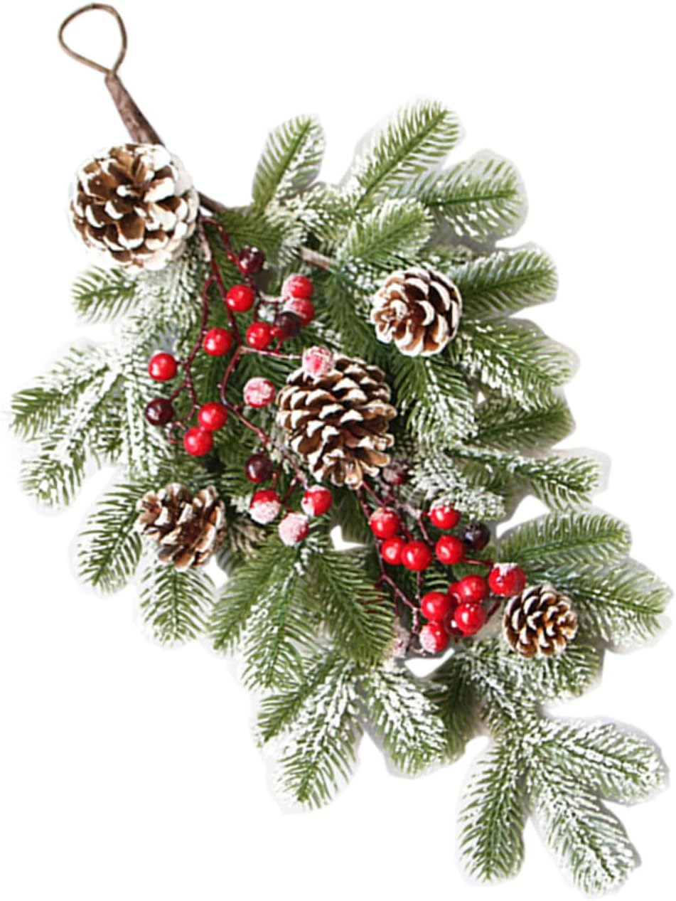 Alipis Christmas Wreath Pine Cone Branch Rustic Hanging Decoration for Door Wall Mirror for Holiday Home Decor and Floral Arrangements