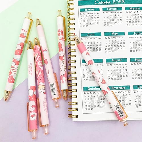 Miniatura 4 de Lindos bolígrafos, 6 bolígrafos Kawaii de tinta de gel negra de 0.020 in, punta fina, bolígrafos de gel retráctiles de escritura suave, suministros