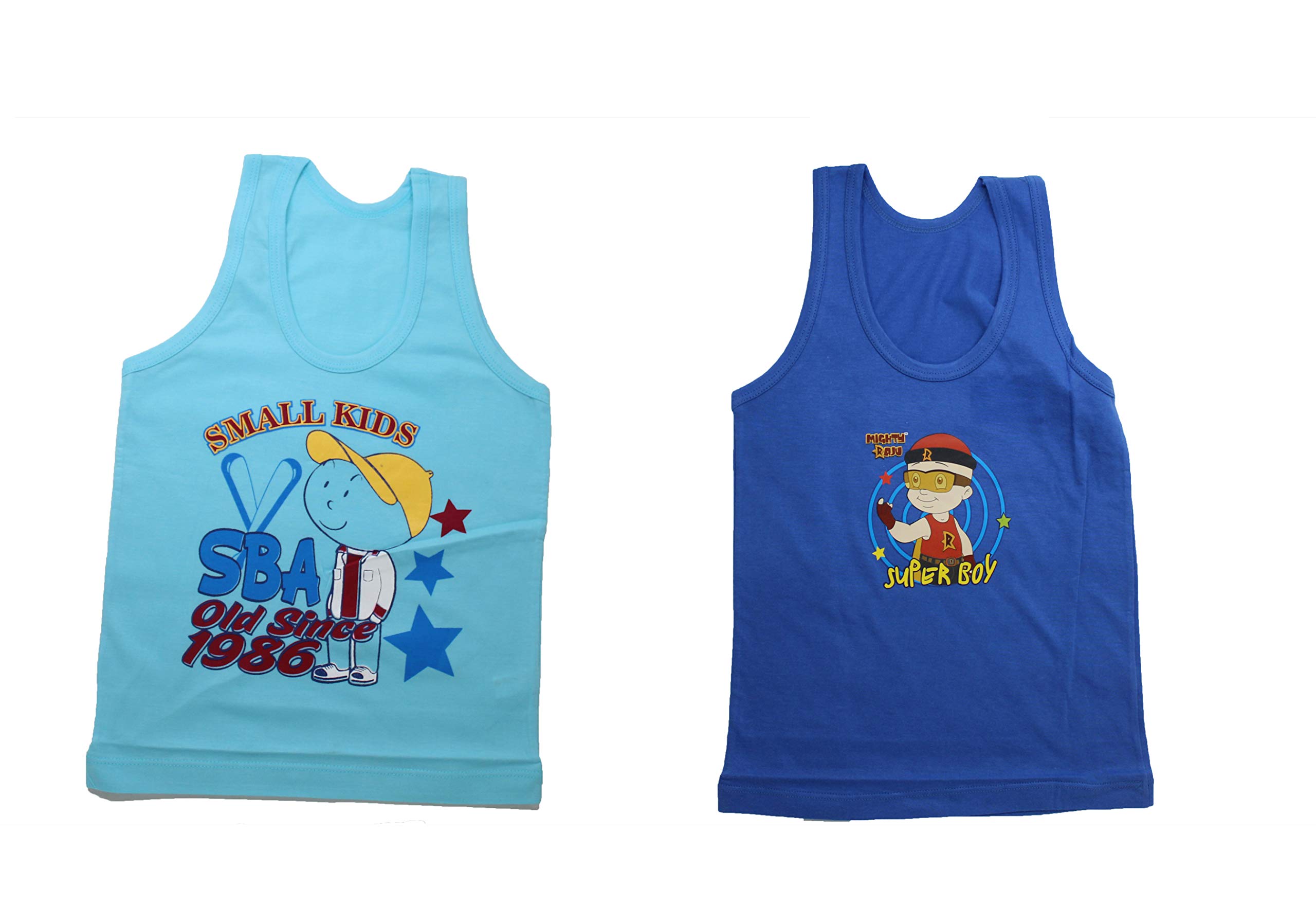 Northern Miles Multi-Coloured 100% Cotton Regular Fit Toddler Coloured Baniyan/Vest for Kids/Boys Pack of 2 (4-5 Years) Multicolour