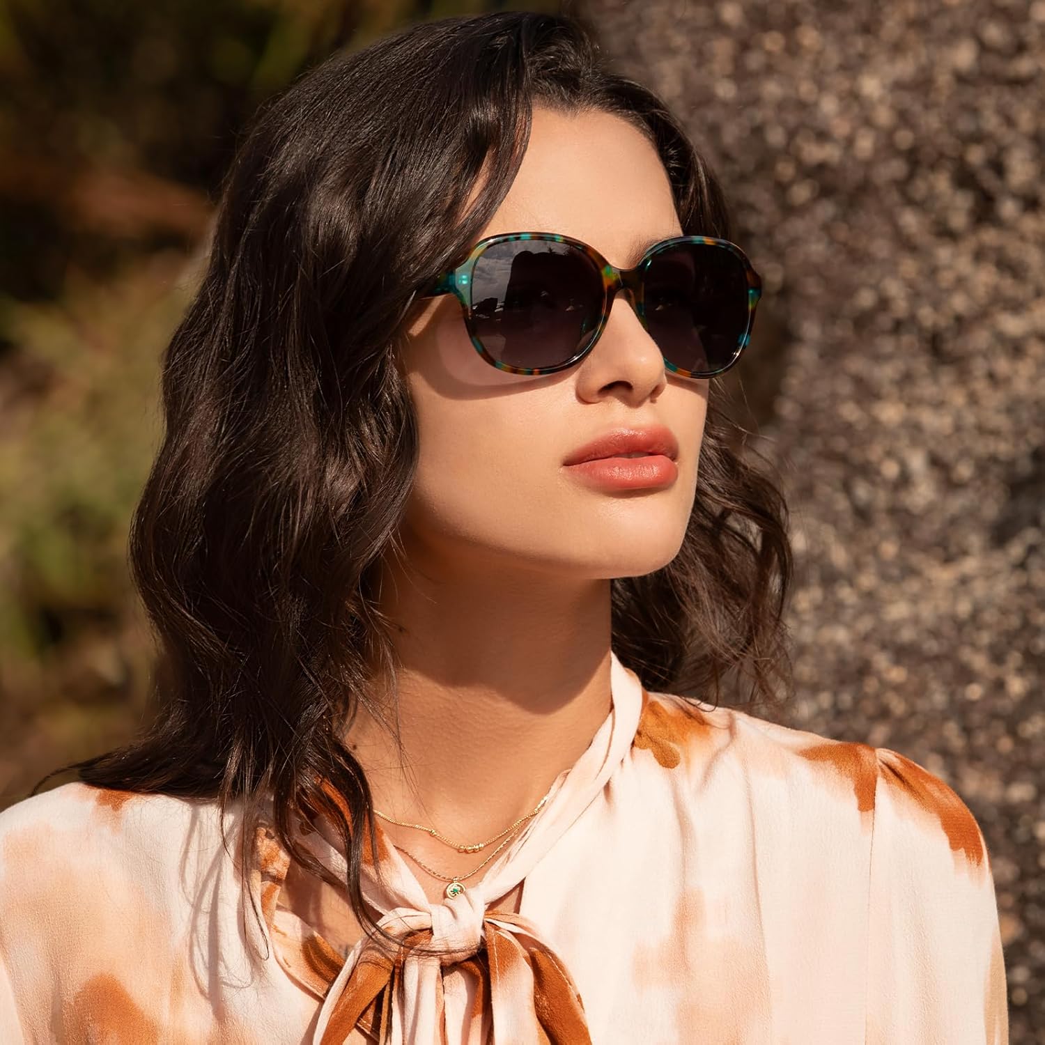 CARFIA Acetate Oversized Square Polarized Sunglasses for Women UV Protection Retro Trendy Big Shades - Image 4