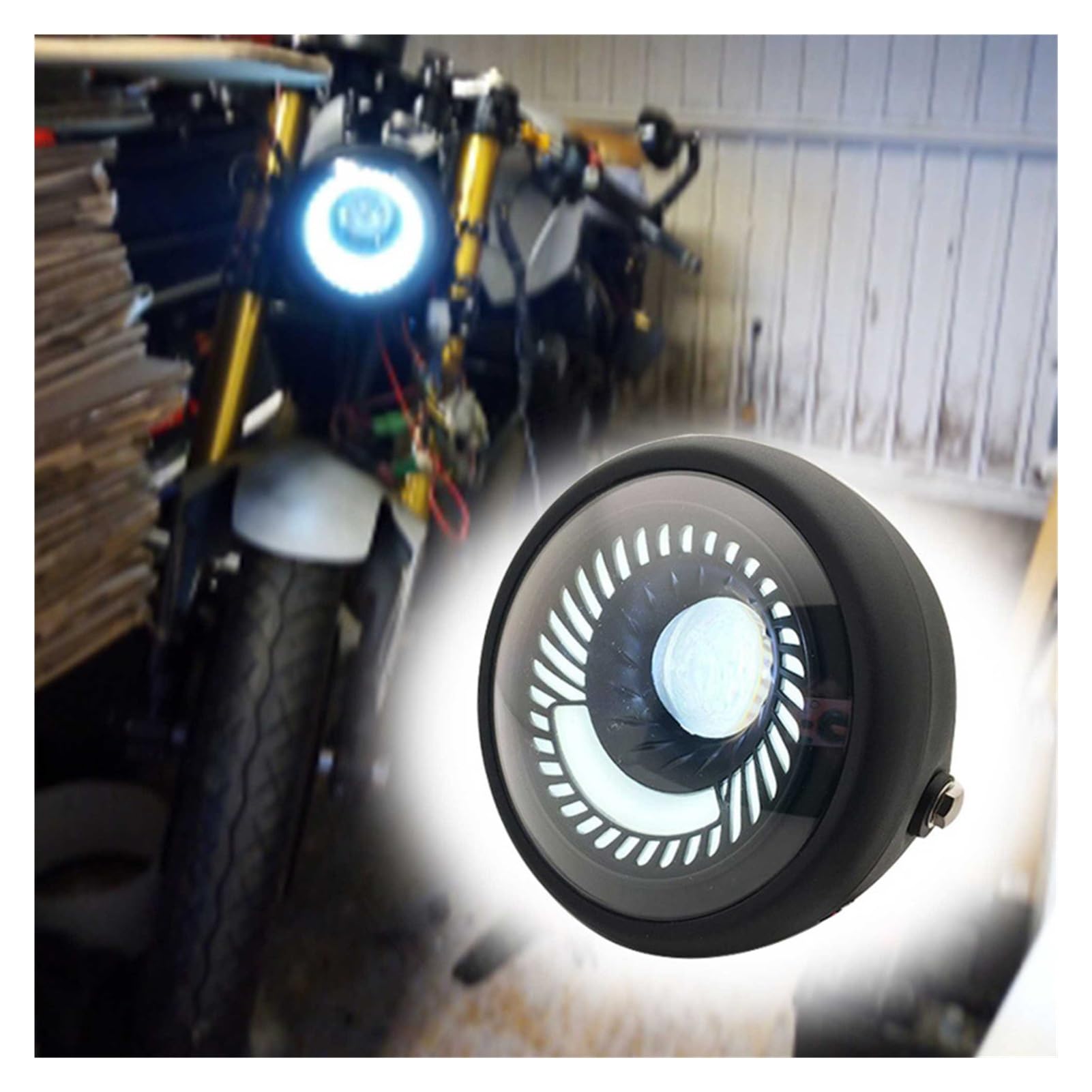 Faro de protección LED Negro de 6,5 Pulgadas for Motocicleta Haz Alto y bajo con Soporte