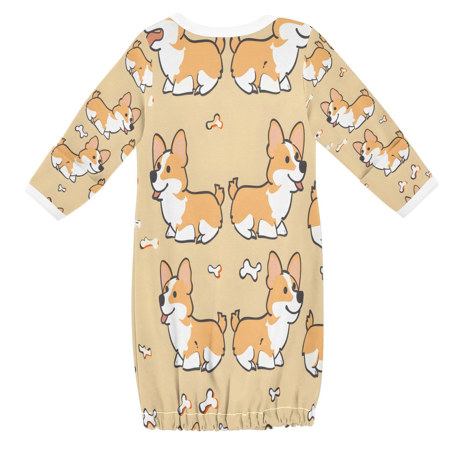 senya Nightdress Sleeper Gown Long Sleeve Nightgown Pajamas Corgi Bones for 3-12 Months Multi