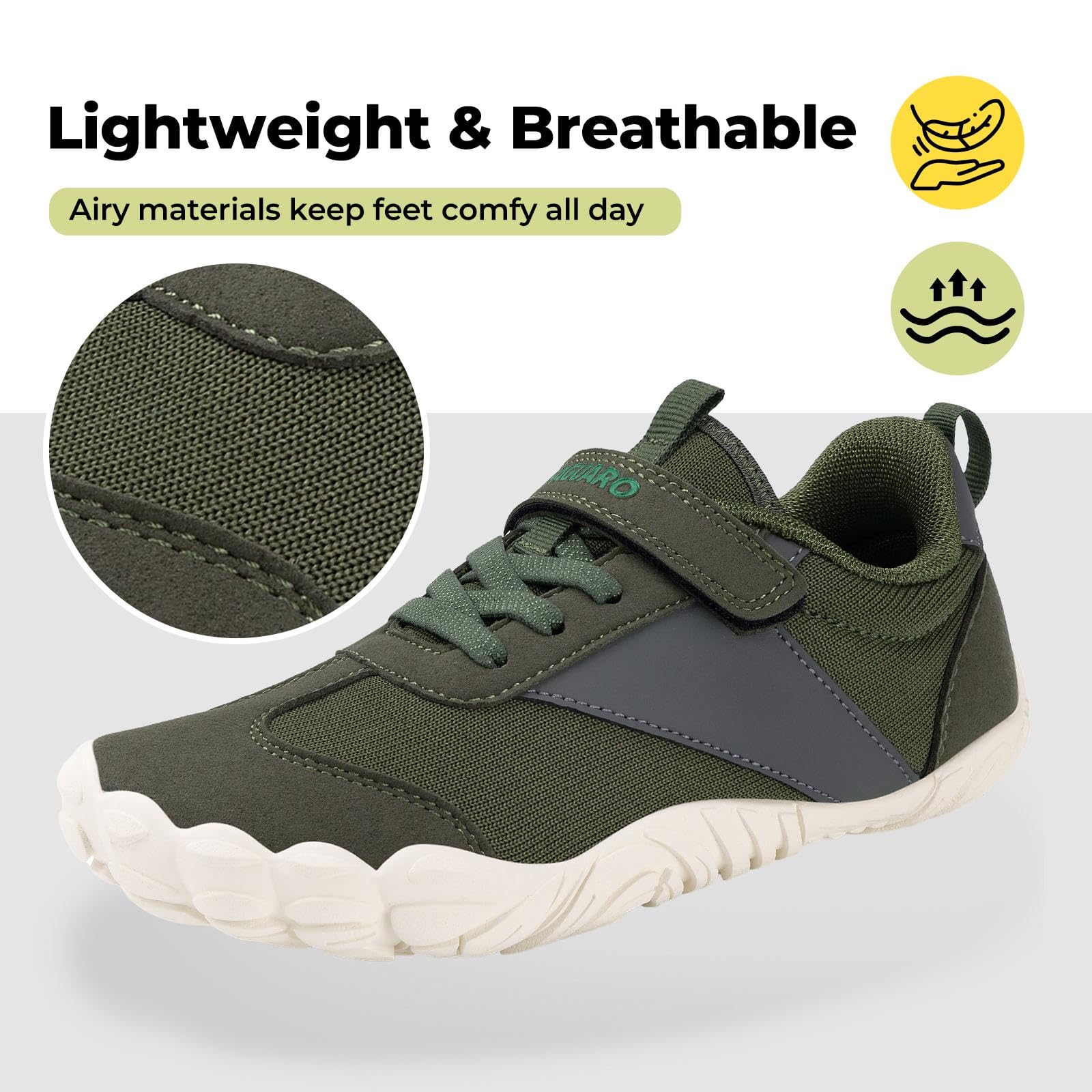 SAGUARO Barefoot Dziecięce lekkie trampki minimalistyczne, oddychające, z szerokimi palcami, rozmiar 25-36