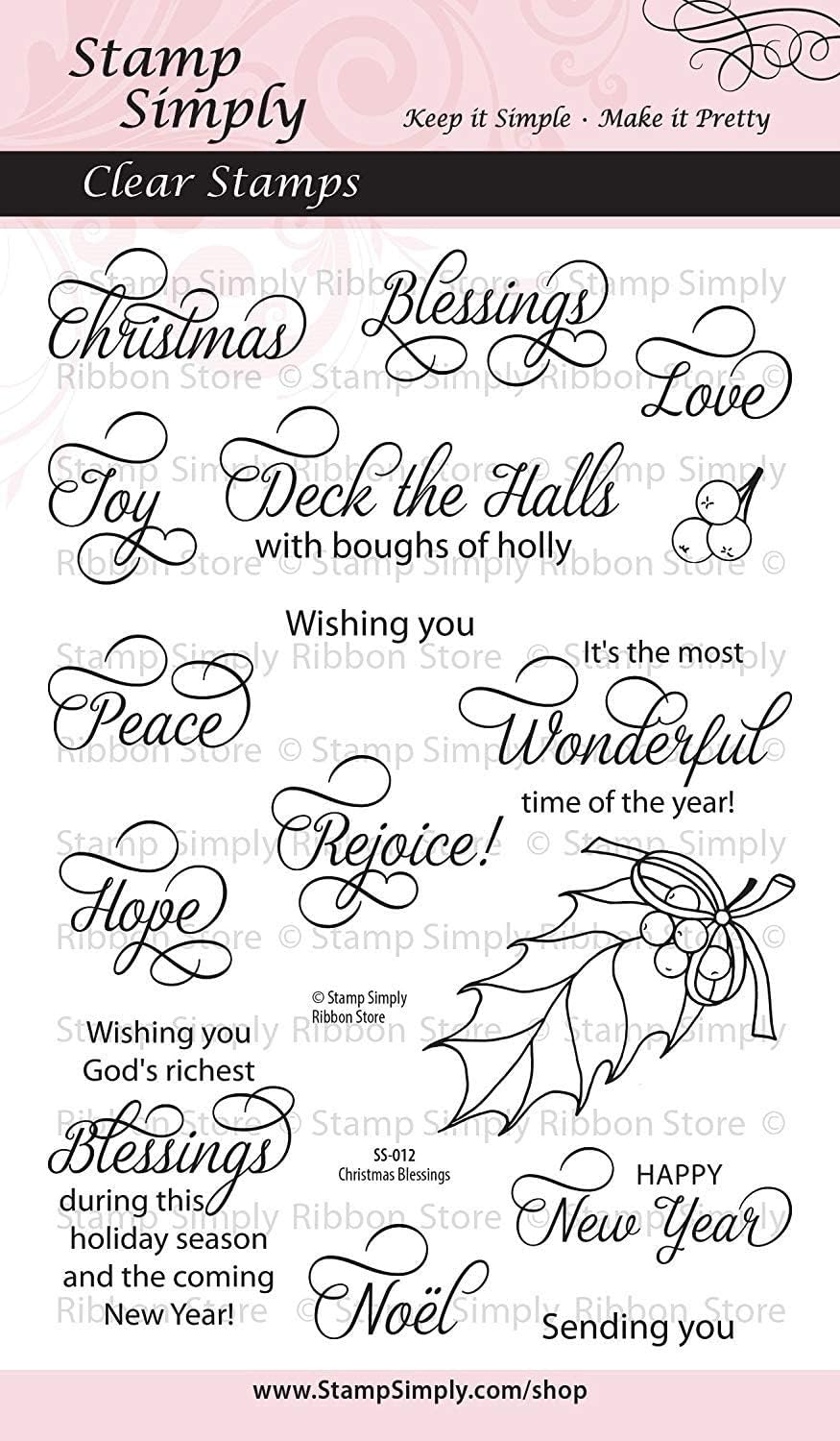 Stamp Simply Clear Stamps Christian Religious Christmas Blessings 4x6 Inch Sheet - 16 Pieces