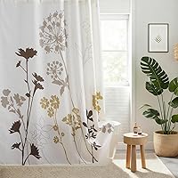 Vista 15 de Hanakotoba - Cortina de ducha de poliéster impermeable con estampado de plantas blancas y azul marino para baño, 72 pulgadas de ancho x 72 pulgadas