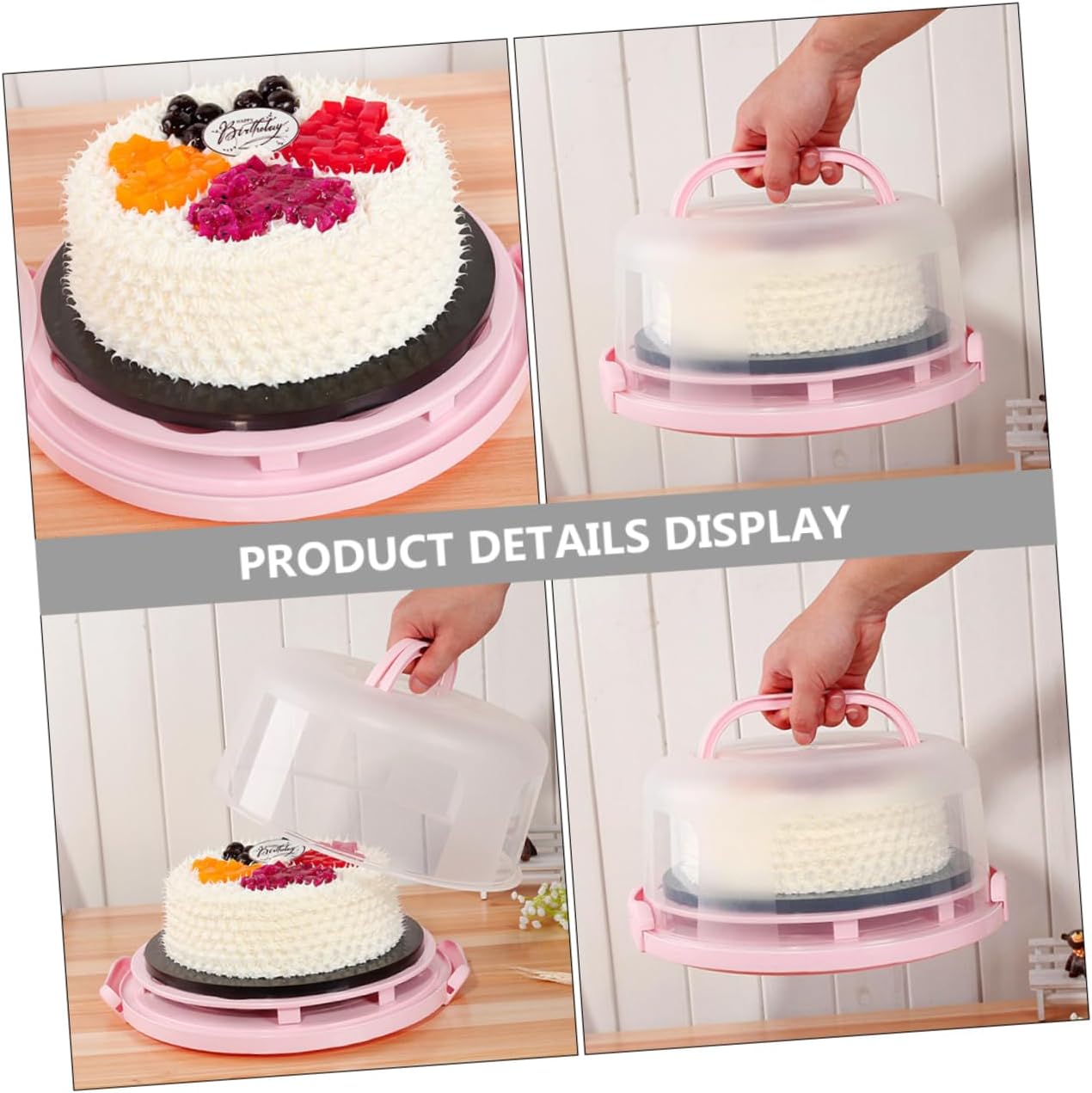 Zerodeko Portable Cake Carrier Lid Reusable Cake Box for Birthday Picnic and Outdoor Events Lightweight Dessert Container and Baked Goods