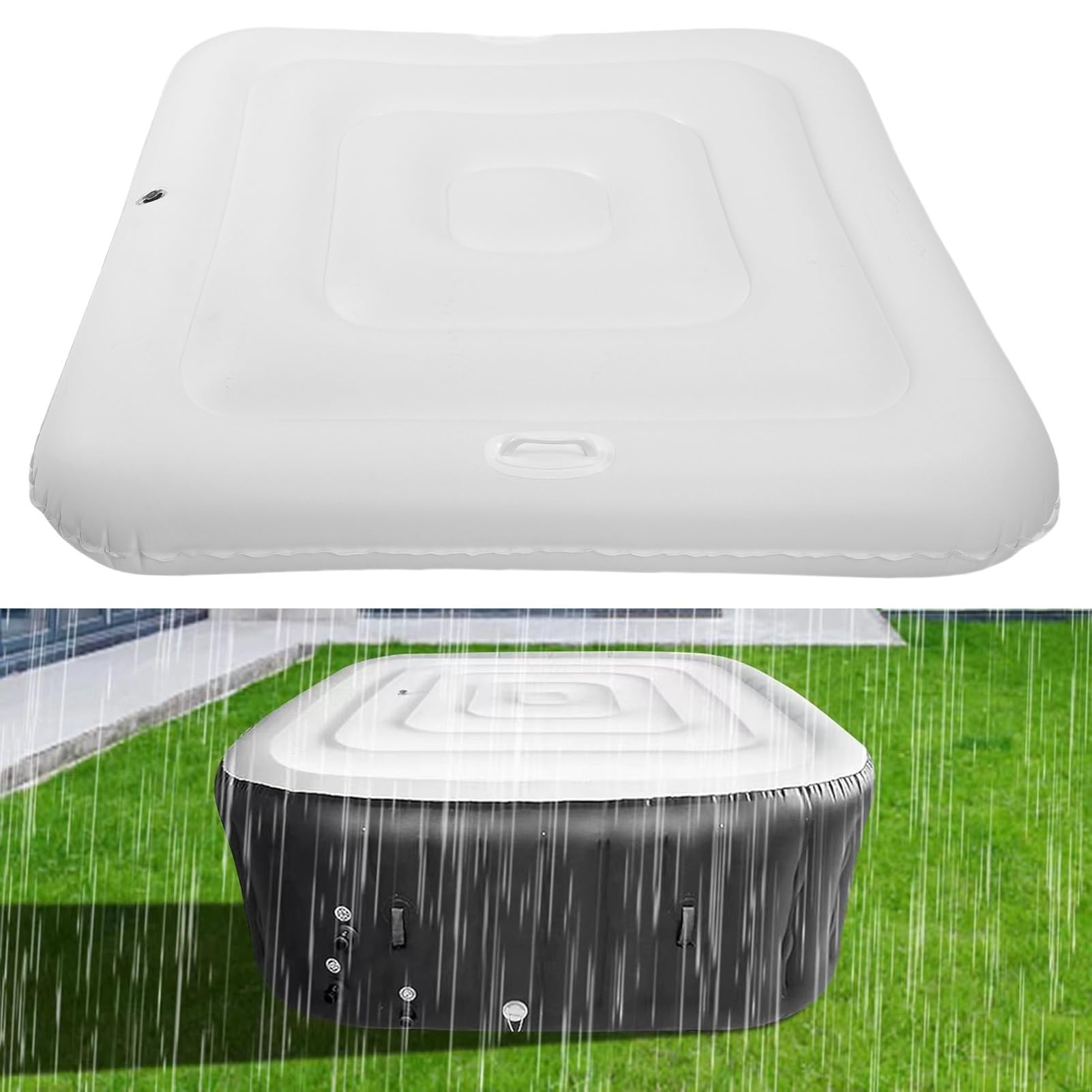 Couverture de Piscine Carrée Gonflable de 130 Cm, Protection en PVC Anti-poussière pour Spa Extérieur pour Une durabilité et Une propreté Améliorées