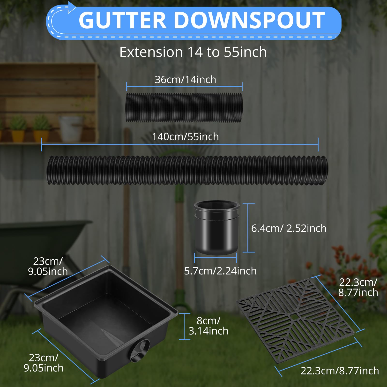 Snapklik.com : Gutter Downspout Extensions 14 To 55inch,Sturdy Catch B ...