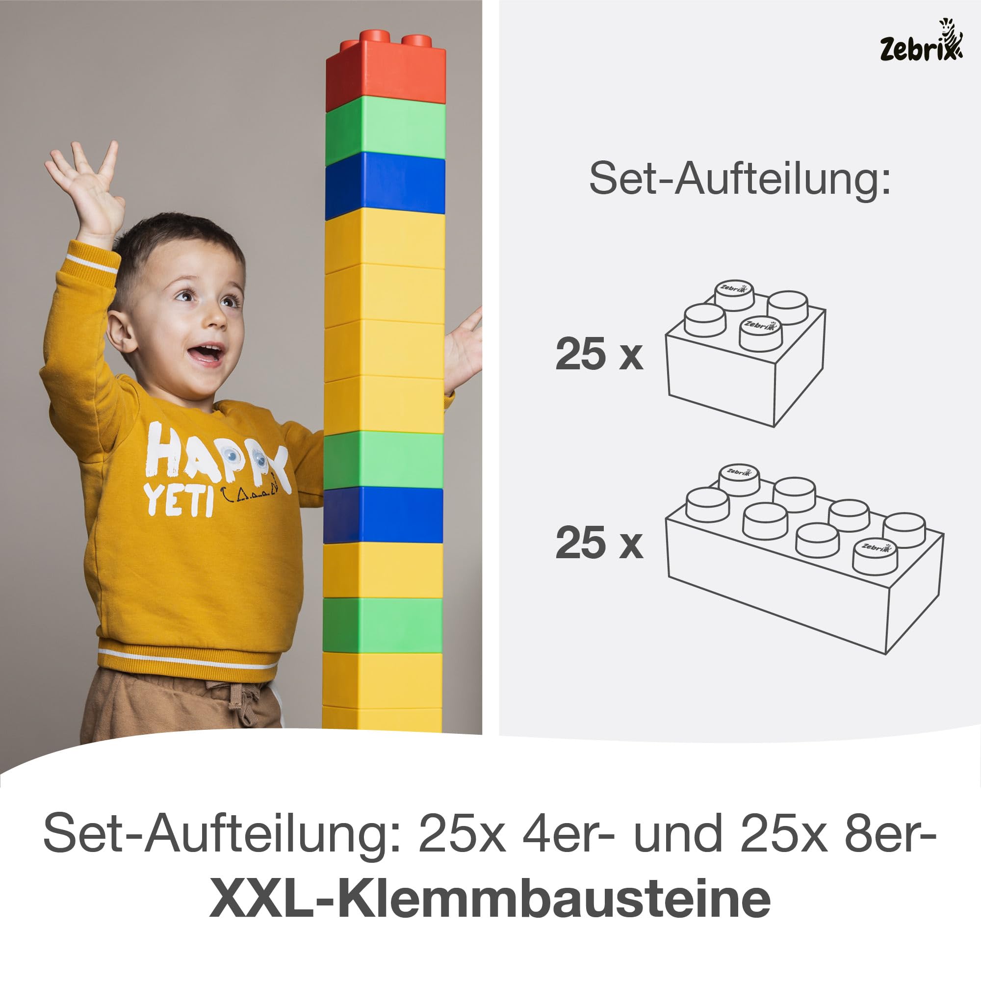 XXL 50 mattoncini da costruzione in 7 colori I grandi mattoncini da costruzione in rosa, azzurro, arancione, rosso, verde, blu e giallo (50 pietre), per neonati e bambini, realizzati in