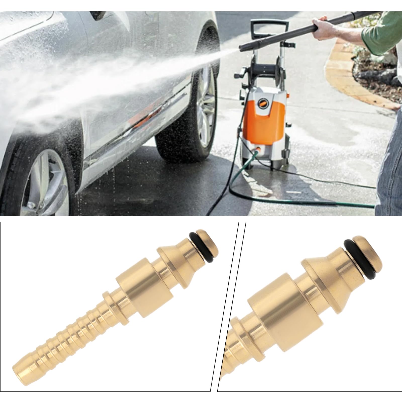 Be In Your Mind 1pc 1/4 inch Brass Pressure Washer Hose Fitting 6.5mm Quick Fit Male Pressure Washer Adapter with Crimping Ferrule Compatible with Stihl Pressure Washer - Image 4