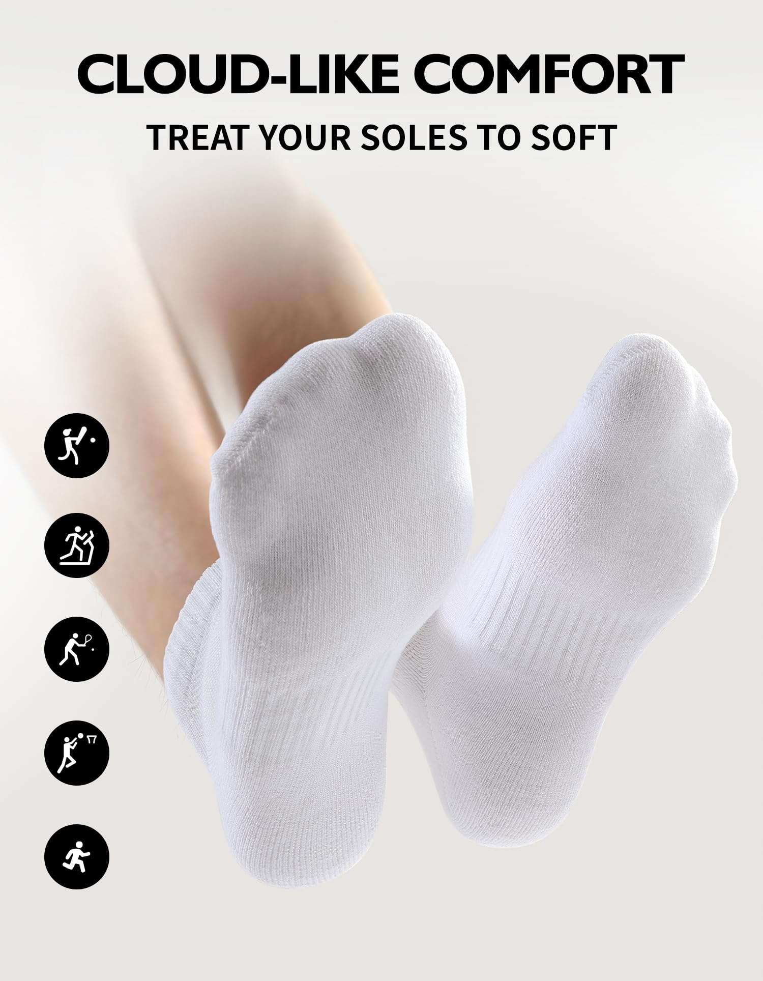 CLOSEMATE 6 Paires Chaussettes Basses Homme Femme 39-42 43-46 en Coton Socquettes de Sport Antidérapantes Respirantes Anti-Ampoule pour Sportswear Running Randonnée Cyclisme Tennis en Blanc Noir Gris