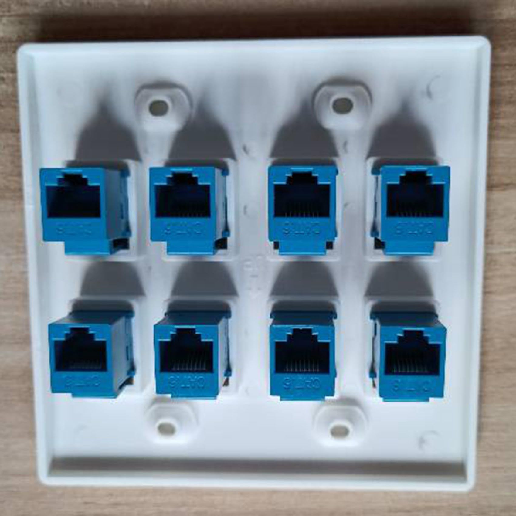 10X Plaque Murale Ethernet 8 Ports - Double Gang Cat6 RJ45 Jack Câble RéSeau FaçAde à - Bleu