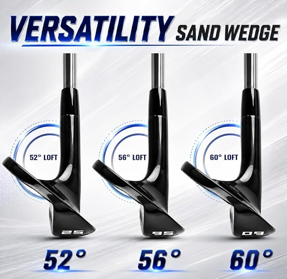 Roykaw Full Face Golf Wedges, Golf Wedge Set or Single Wedge, 50/52/54/56/58/60 Degree Forged Golf Gap Wedge Sand Wedge Lob Wedge Golf Clubs, CNC Milled Face for Max Spin, Right Handed