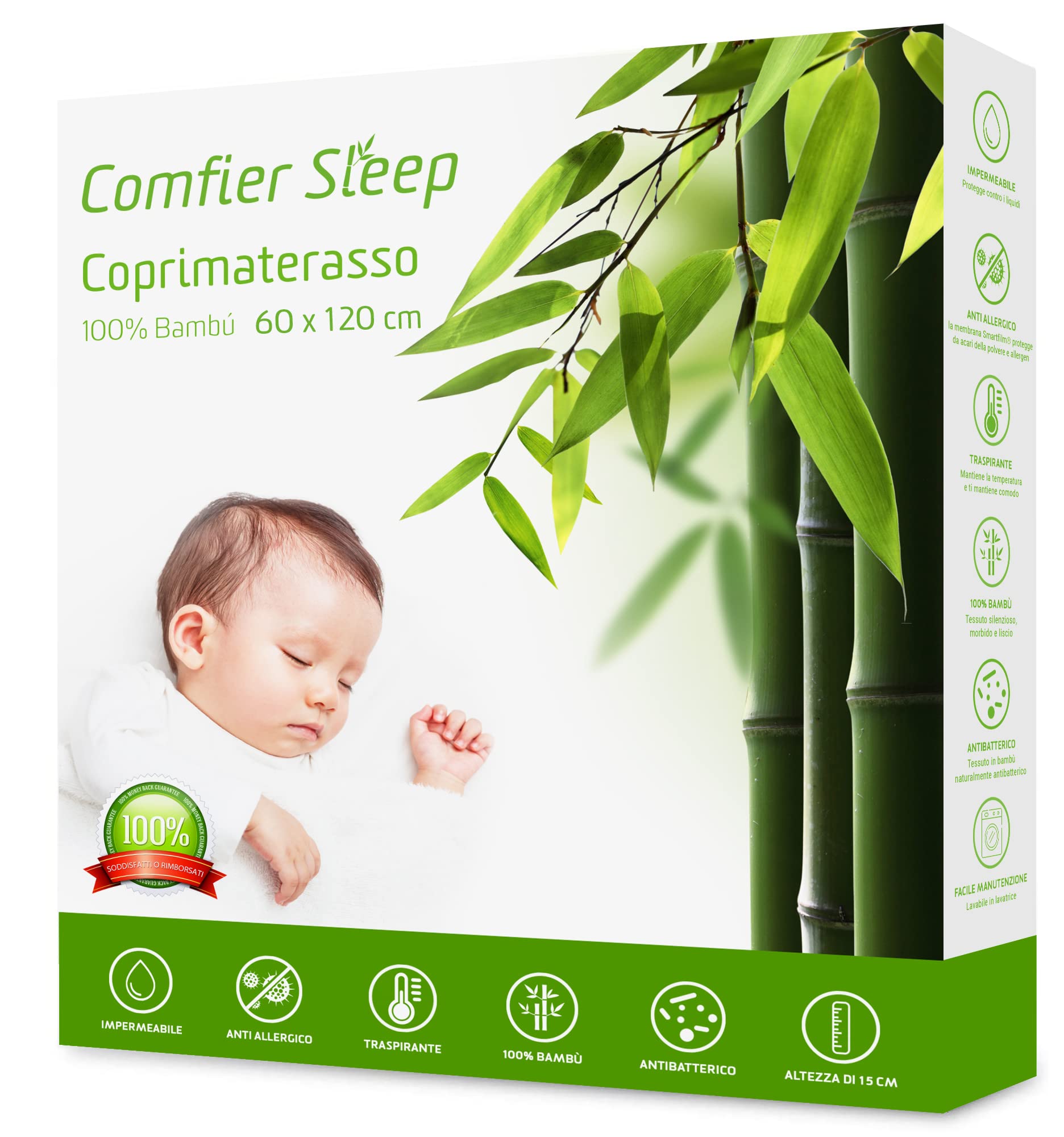 Coprimaterasso Impermeabile In Spugna 145g/m², Morbido E Anallergico, Con Gonna Elastica, Misura 73-76x28-30 Cm