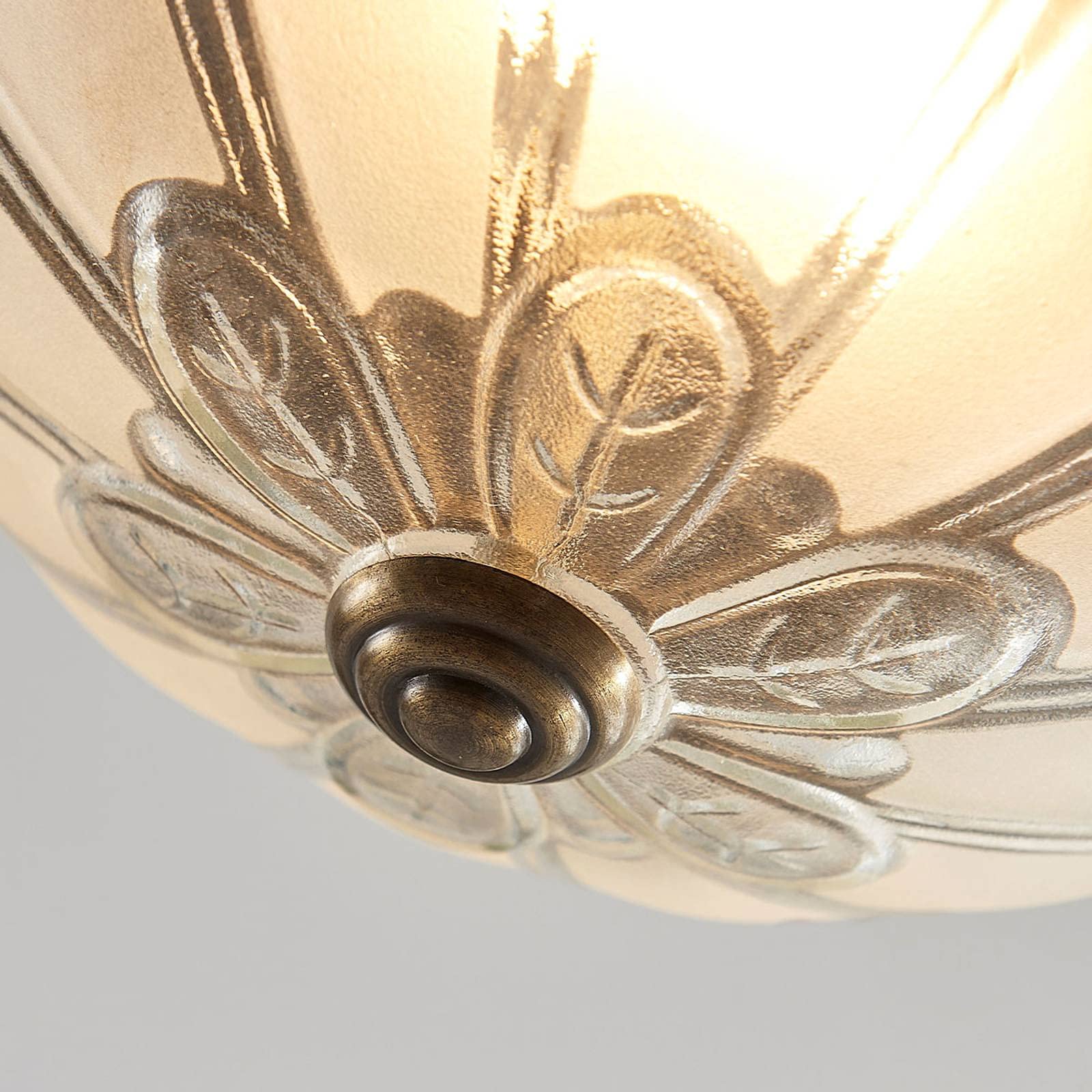 Lindby lampa sufitowa LED 'Henja' z mo¿liwo¶ci± ¶ciemniania, stylantyczny, m. in. do salonu, jadalni, kolor br±zowy, mosiê¿ny, szk³o