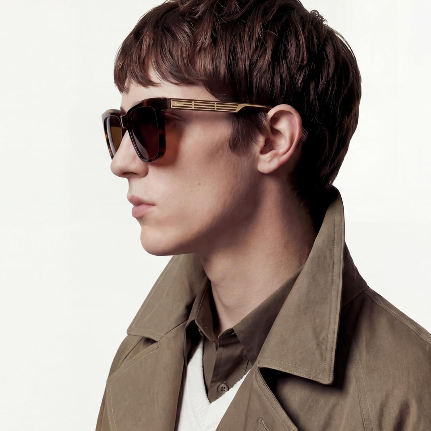 Modern Men’s Acetate Sunglasses – Structured Square Frame with Visible Metal-Core Temples, Polarized UV400 Protection