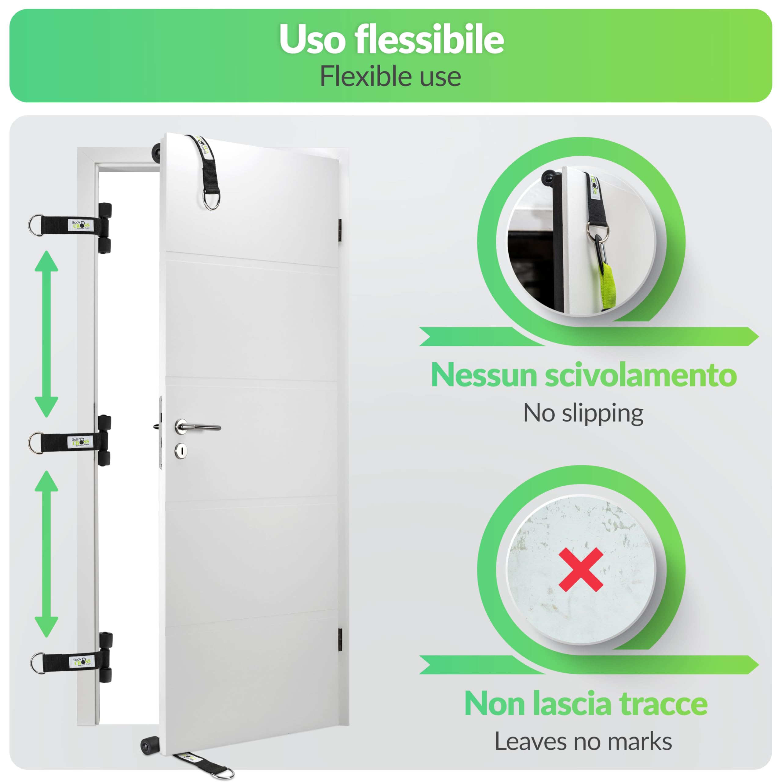 BodyCROSS Ancoraggio per porte di alta qualità per allenatori e fasce di fitness, ultra stabile e sicuro, perfetto per l'allenamento indoor