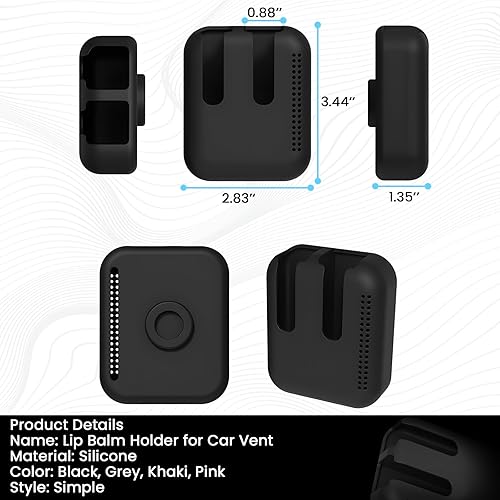Miniatura 7 de CAHOTO Soporte de bálsamo labial de silicona para ventilación de automóvil, fácil de instalar y quitar, soporte para lápiz labial para automóvil,