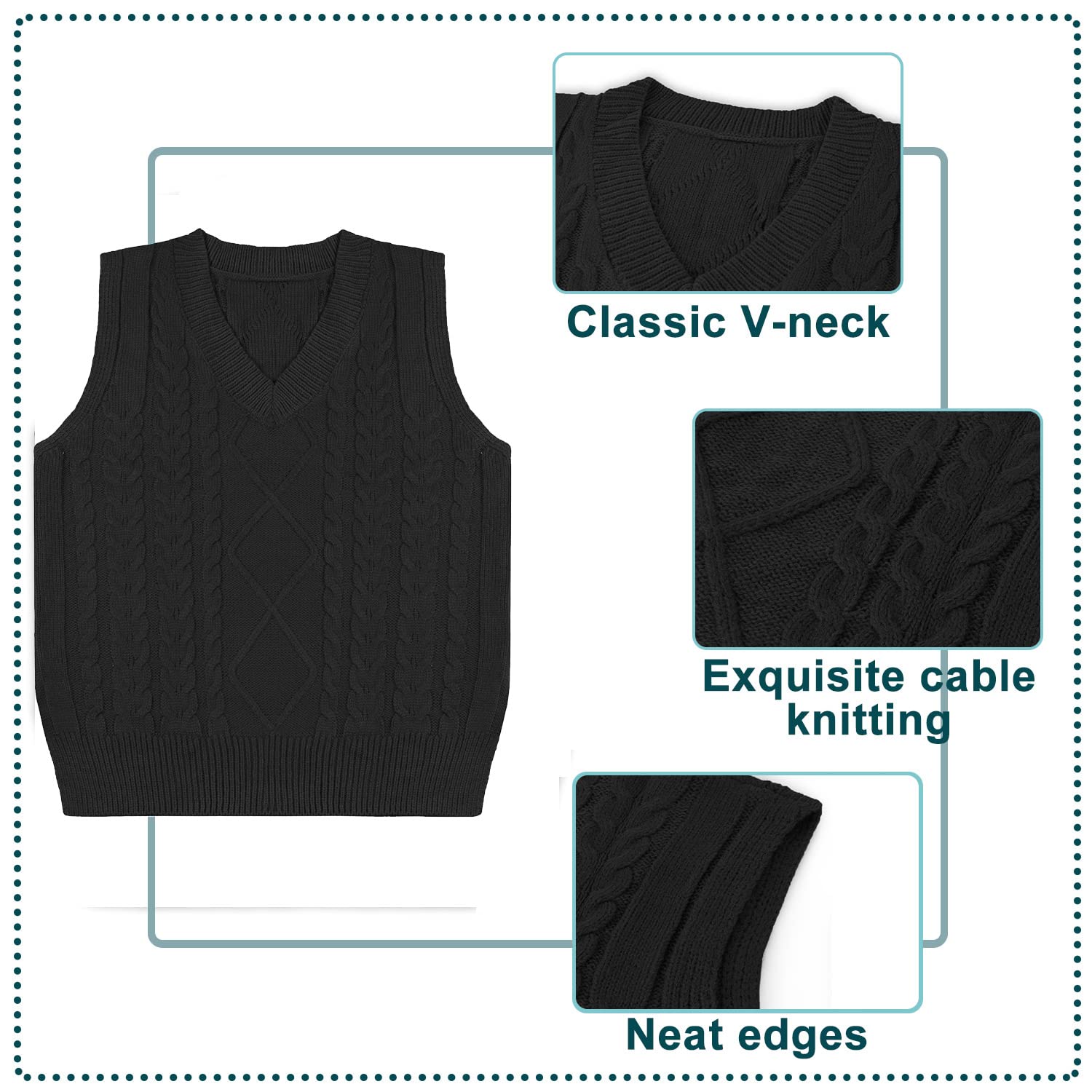 Niwicee Gilet Pulls sans Manche Femme Pull Gilet pour Femmes Pull Chaud sans Manche Femme Pull en Tricot Gilets sans V-Cou Sweater Casual Basique Printemps Automne