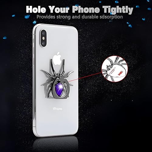 Miniatura 4 de Soporte para anillo de teléfono en forma de araña, soporte giratorio de 360 para teléfonos inteligentes, tabletas, iPhone, Android, bonito accesorio