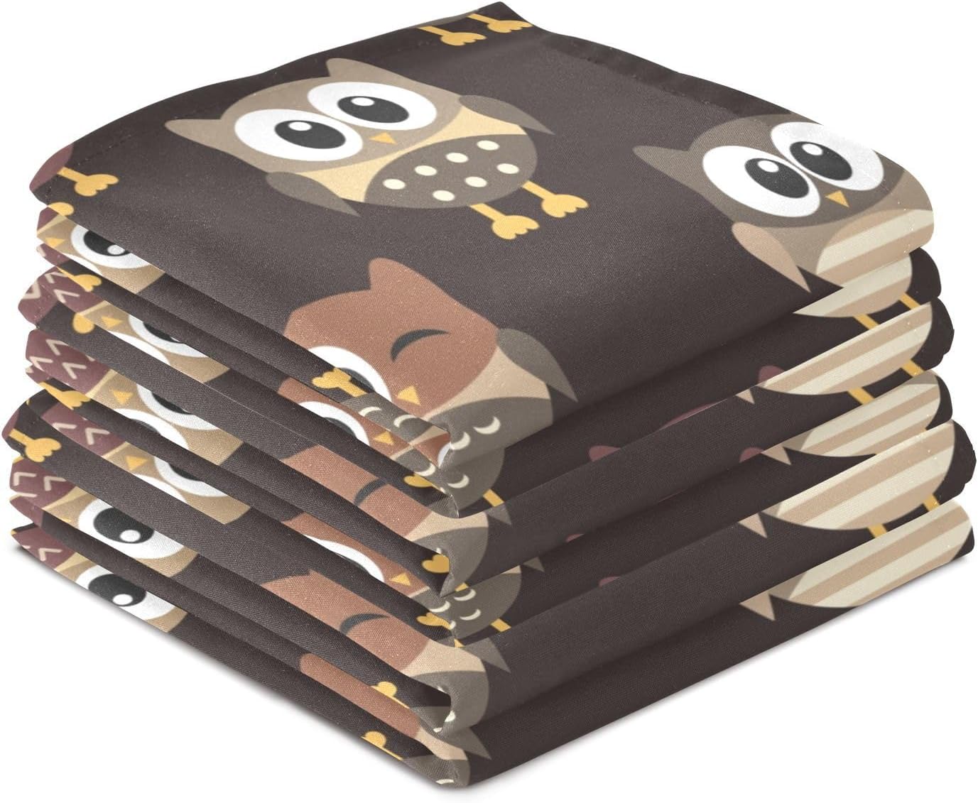 Owls Brown Kitchen Towels, 18 x 28 Inch Super Soft and Absorbent Dish Cloths for Washing Dishes, 6 Pack Reusable Multi-Purpose Microfiber Hand Towels for Kitchen